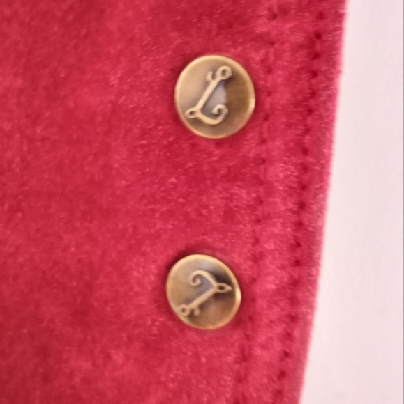 Live A Little Vintage 90's Jacket Top Red Raspberry Leather Button Down - Picture 13 of 15